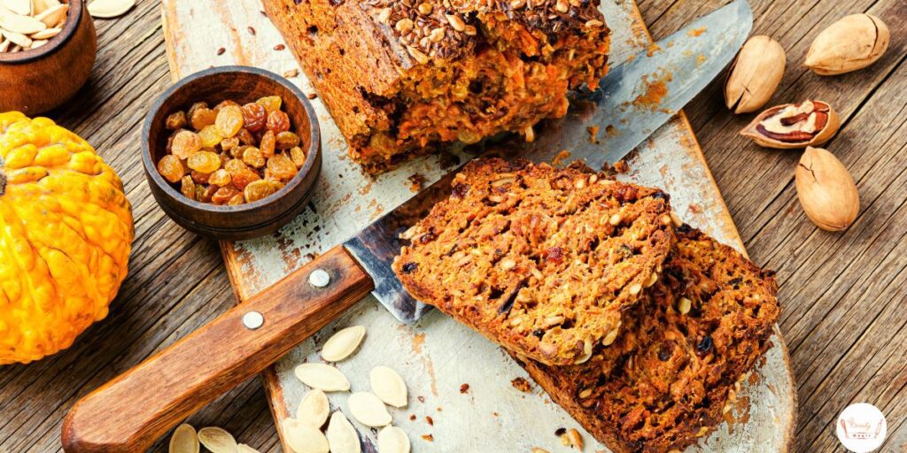 Warm slice of gluten-free pumpkin bread