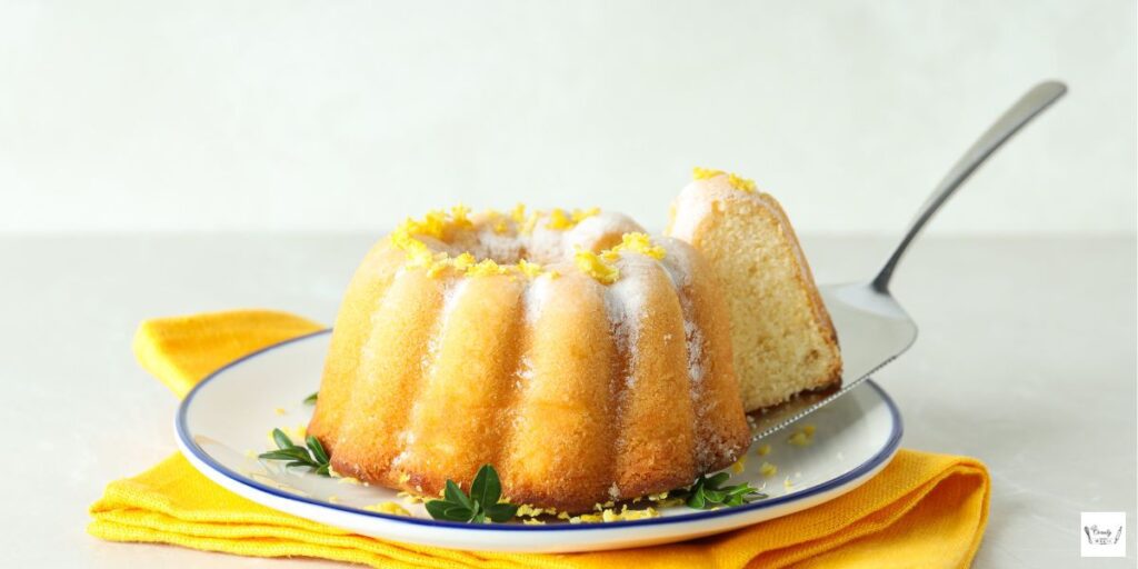 A final touch – a dusting of sugar makes this lemon cream cheese pound cake picture perfect