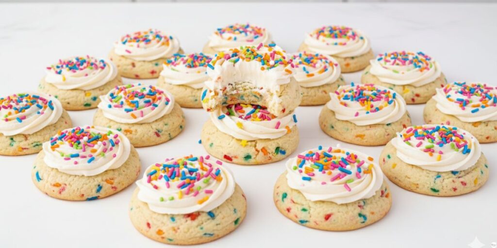 Soft and chewy funfetti cake mix cookies made with rainbow sprinkles