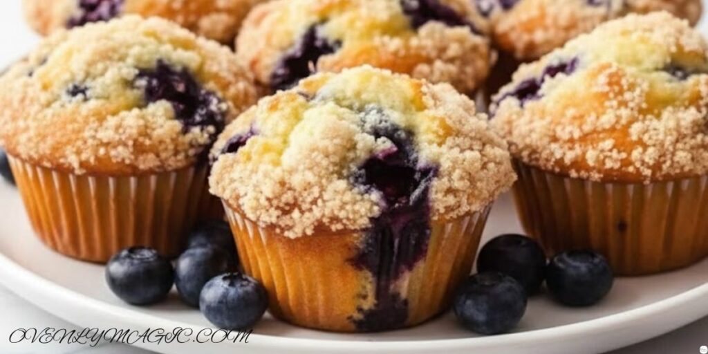 Golden baked mini blueberry muffins