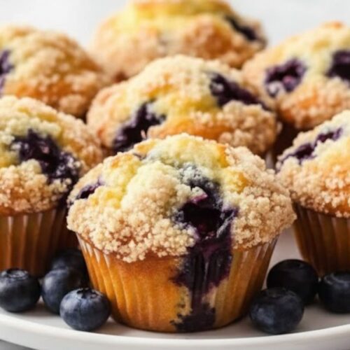 Mini blueberry muffins fresh from oven