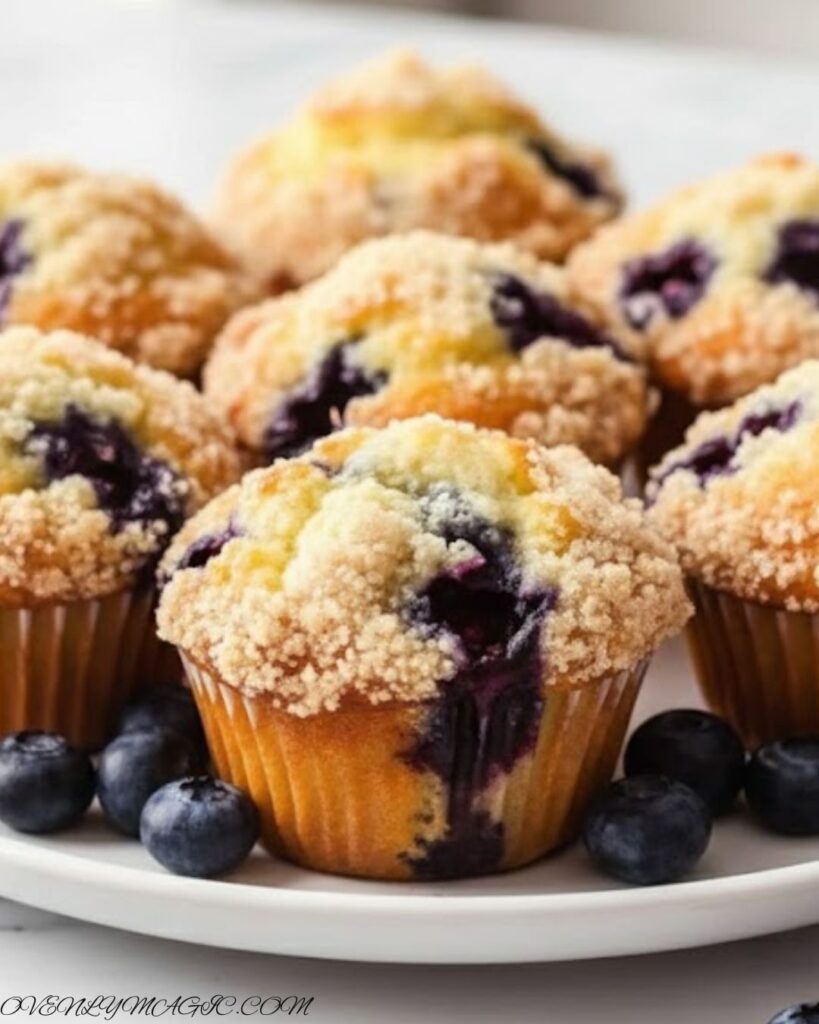 Mini blueberry muffins fresh from oven