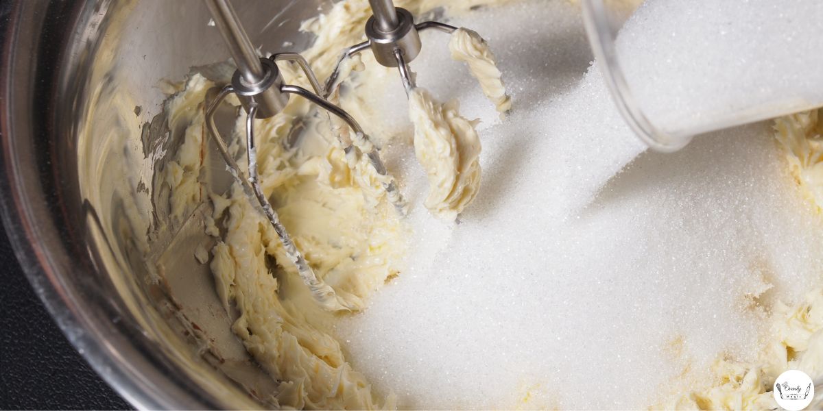 Mixing butter, sugar, and flour for 3 ingredient sugar cookie dough at home