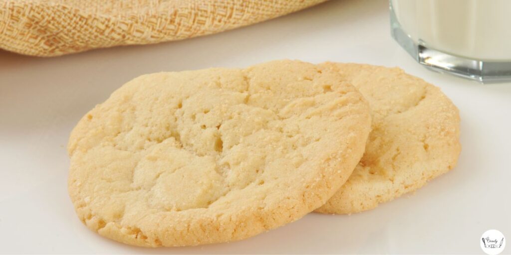 Easy 3 ingredient sugar cookies served with tea or milk – perfect for a quick snack