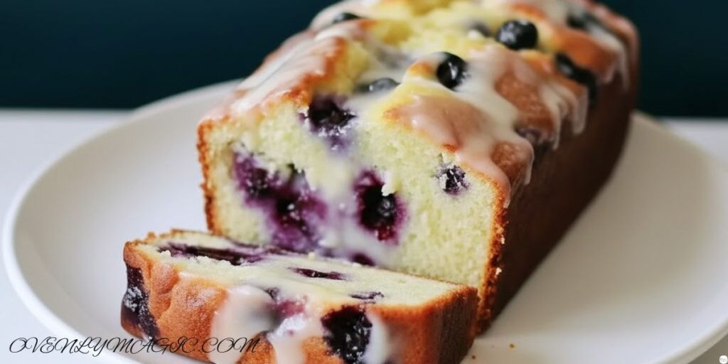 Lemon blueberry bread recipe with lemon glaze and fresh blueberries