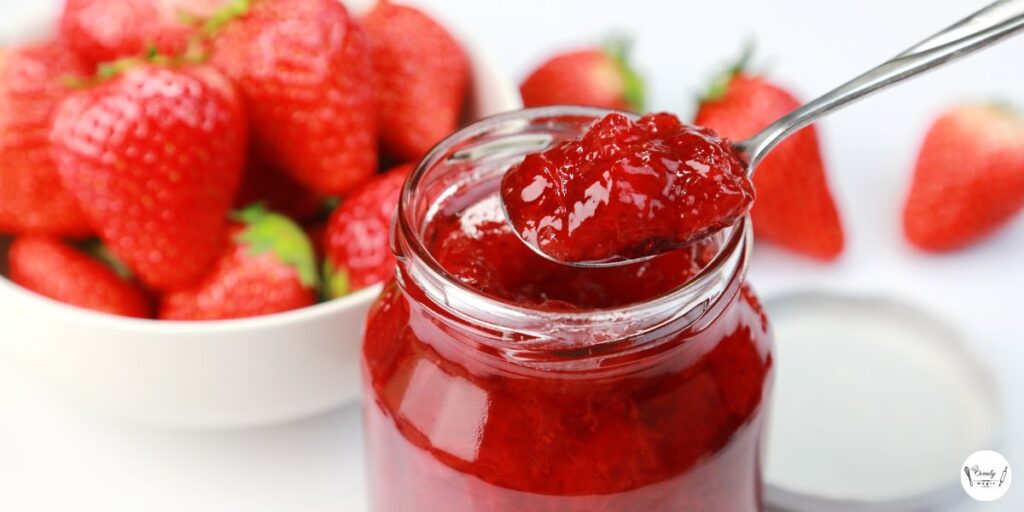 Homemade strawberry jam for pound cake filling