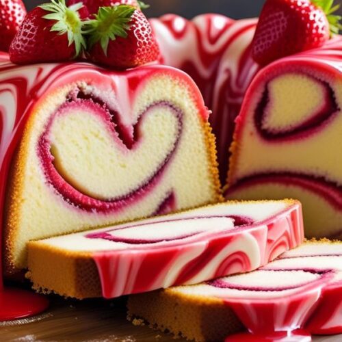 Layered strawberry cream cheese pound cake