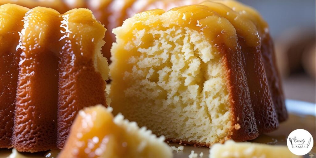 soft and fluffy pineapple cake showing the moist texture