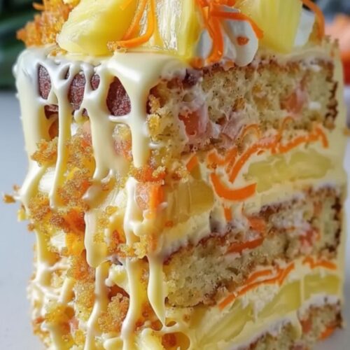 Hawaiian carrot pineapple cake made with fresh grated carrots and crushed pineapple