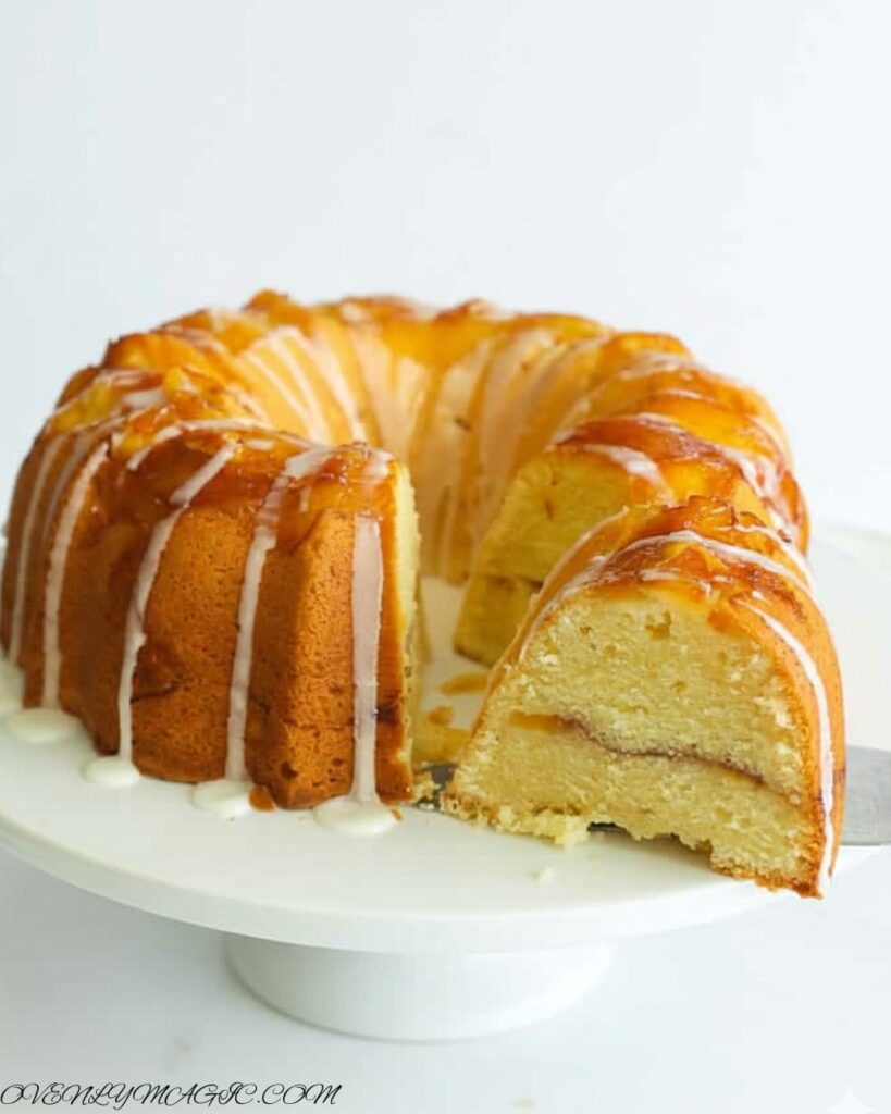 Homemade peach cobbler cream cheese pound cake