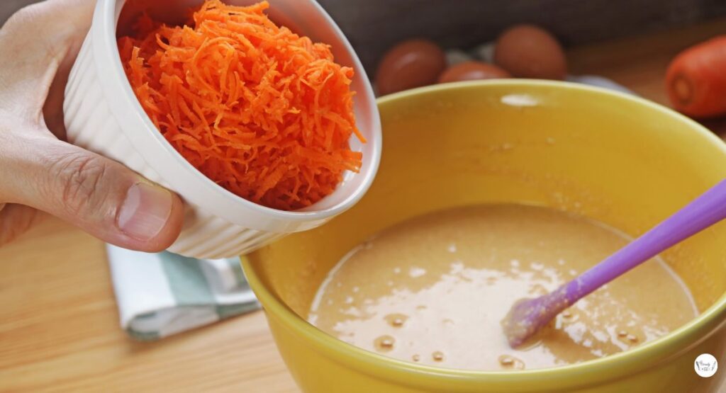 Mixing the carrot pineapple cake batter