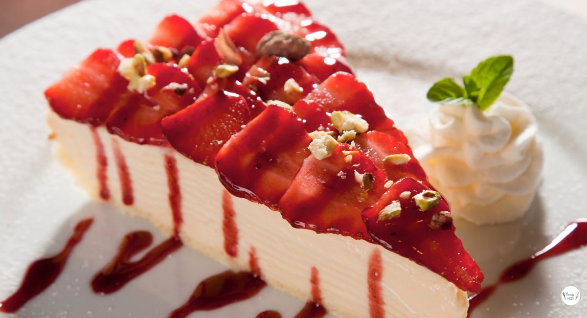 Strawberry earthquake cake with cream cheese swirls, moist texture, and juicy strawberries – a perfect easy strawberry dessert recipe