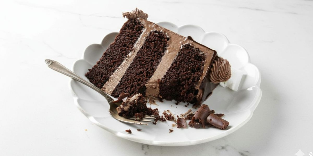 Delicious triple layer chocolate cake with rich chocolate frosting and chocolate drizzle