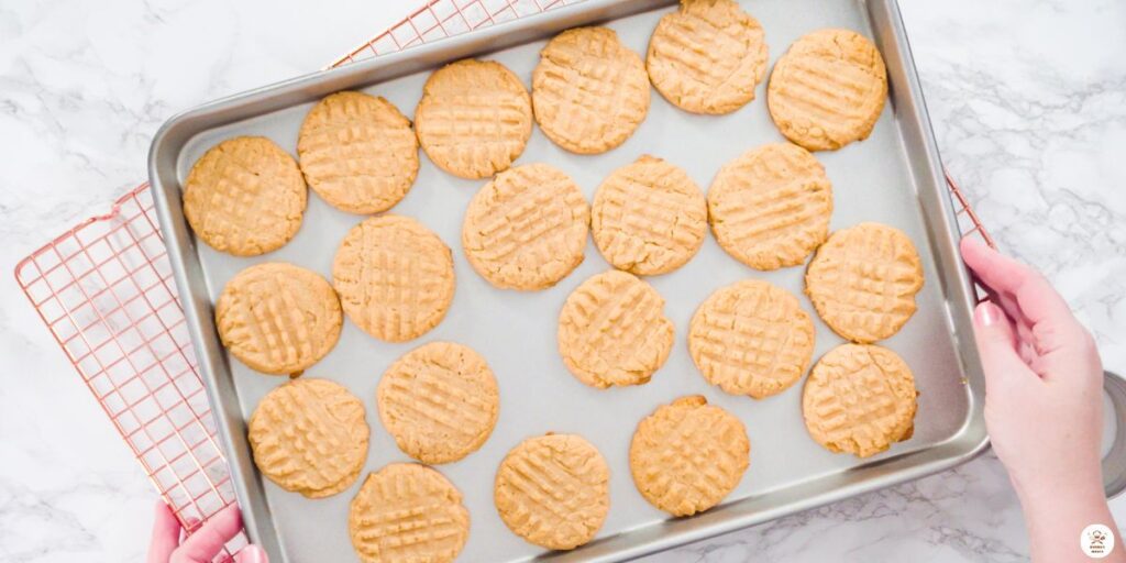 Cooling freshly baked peanut butter cookie recipe no eggs