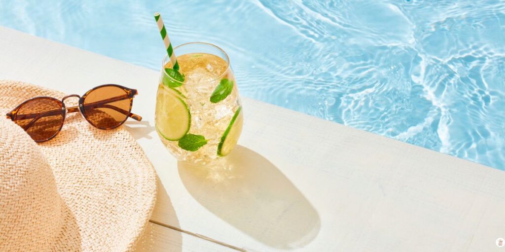 Refreshing iced lemon balm drink for weight loss in morning sunlight