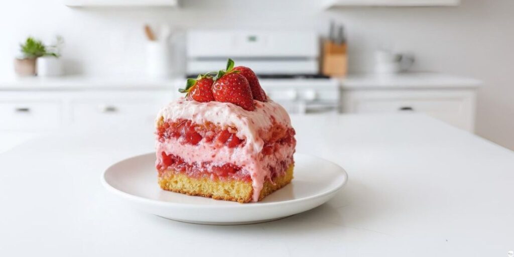 Strawberry Honey bun Cake recipe with Cinnamon Swirl and Glaze