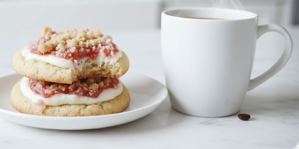 Strawberry Cream Cheese Cookies served with coffee