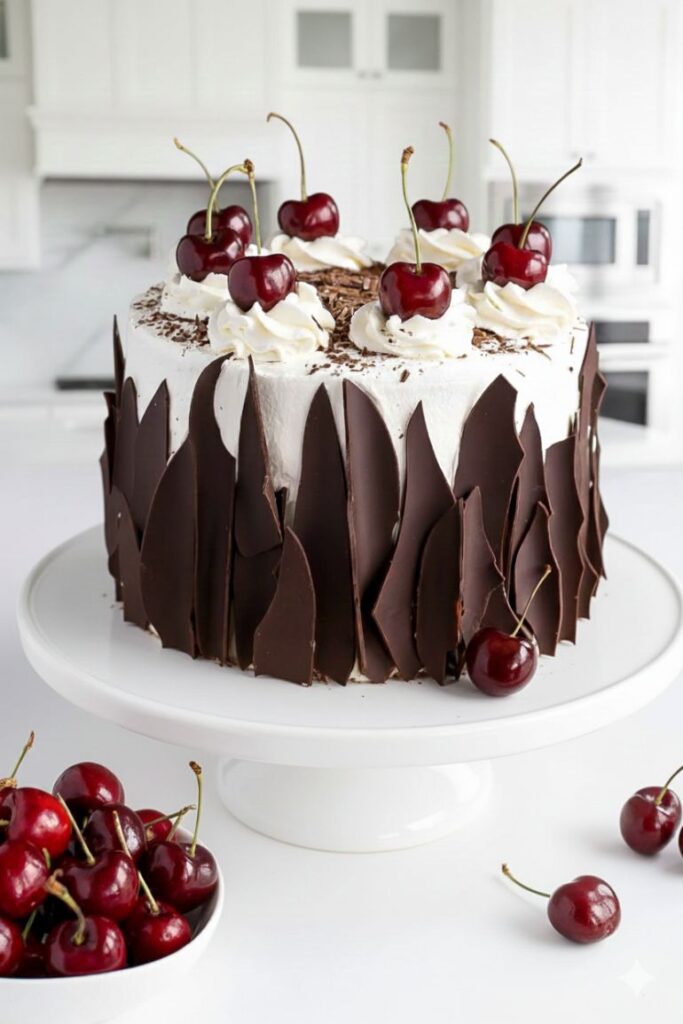 Freshly whipped cream ready for frosting Black Forest Cake