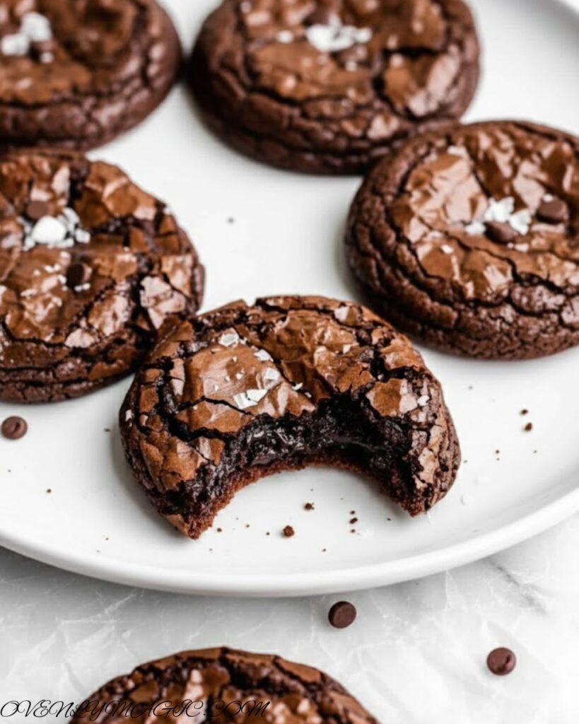Close-up of a fudgy chewy brookie showing the soft, chocolate-filled interior and slightly crisp edges, perfect for chocolate lovers.