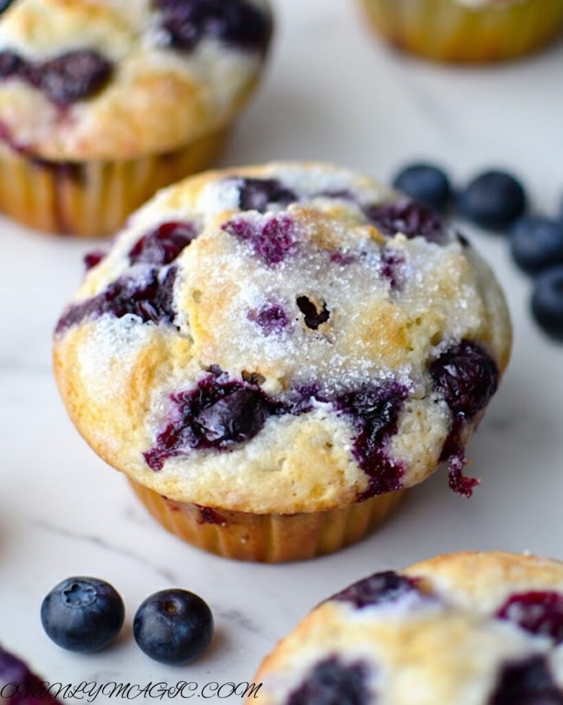 Easy blueberry muffins made with fresh blueberries