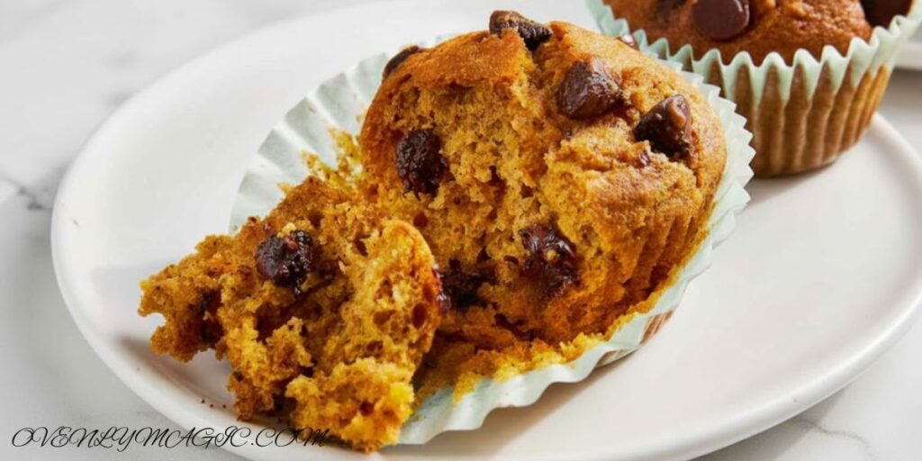 Moist pumpkin chocolate chip muffins with warm fall spices
