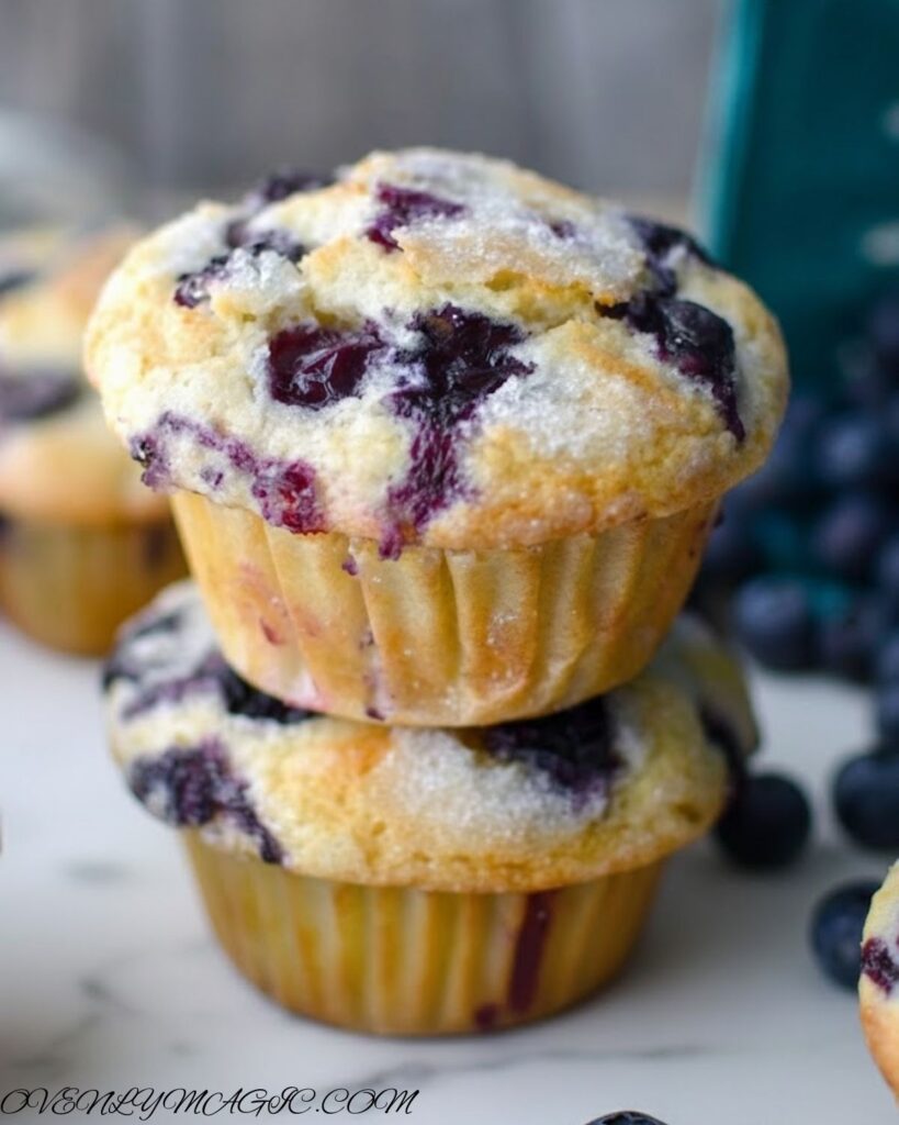 Soft and fluffy blueberry muffins for breakfast