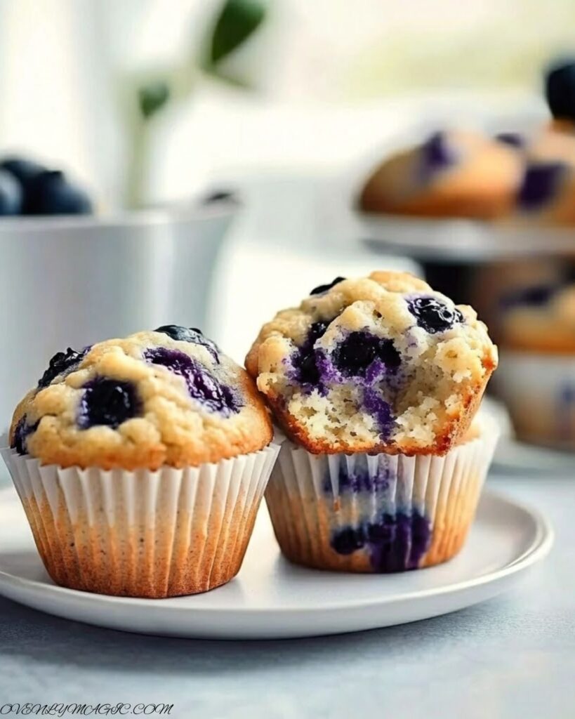 Freshly baked healthy blueberry muffins