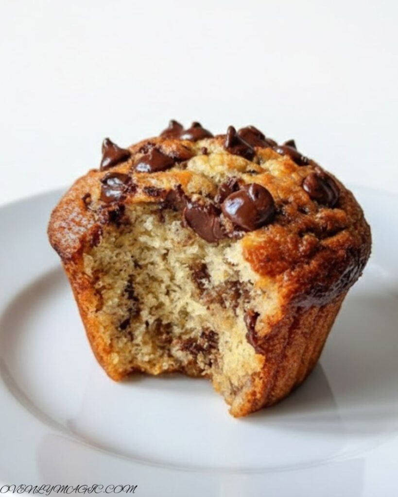 Healthy banana chocolate chip muffins stored in an airtight container for freshness