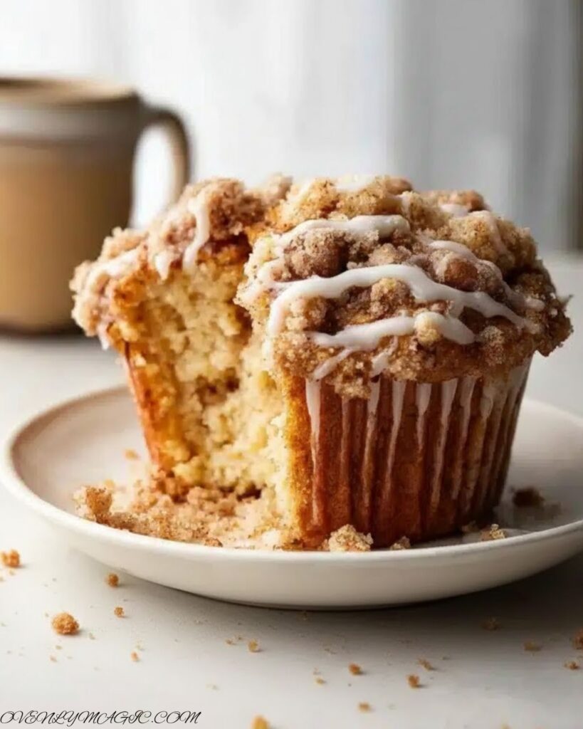 Muffins on a plate with a cup of coffee, napkin, or breakfast table setup — cozy vibe.