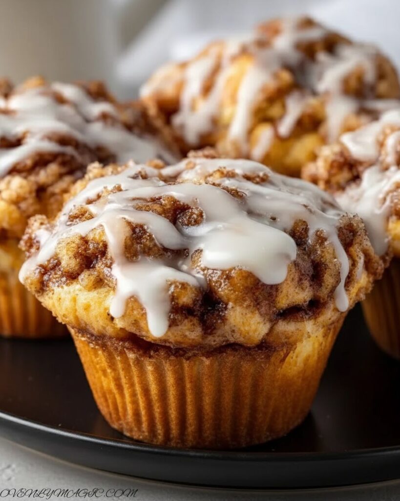 Muffins on a plate with coffee or tea, napkin, and fork — cozy breakfast/brunch vibe.