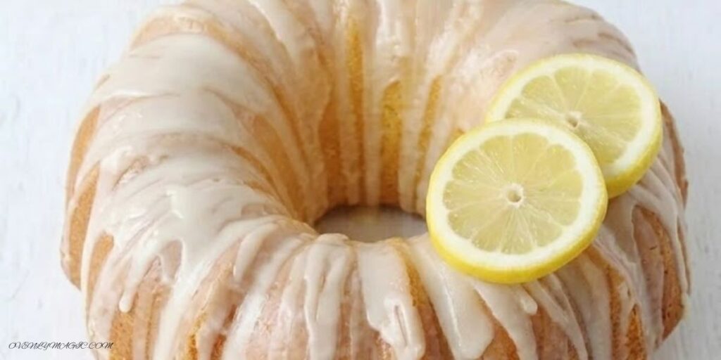 Moist lemon bundt cake with glossy lemon glaze drizzle