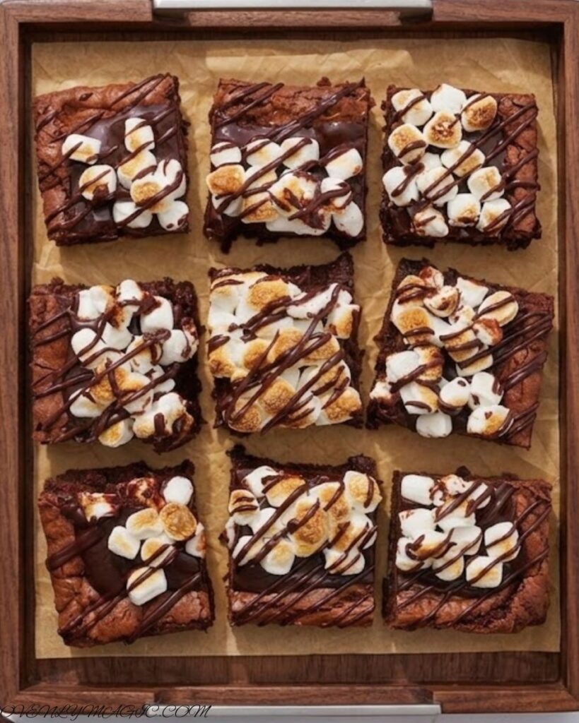 Freshly baked cinnamon chocolate brownies cooling in baking pan