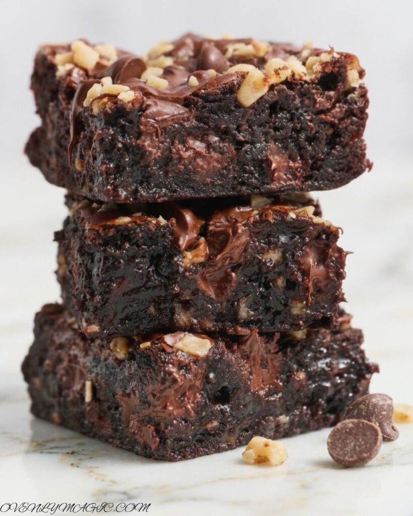 Homemade chocolate brownies with buttery toffee pieces