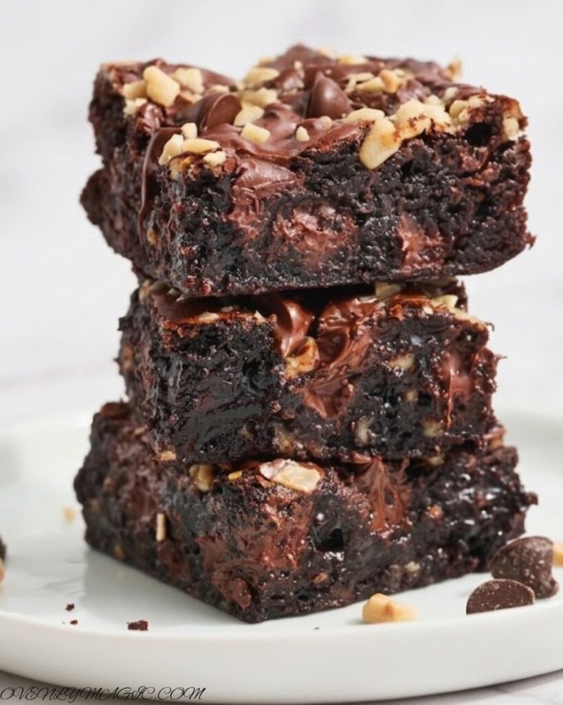 Homemade chocolate brownies with buttery toffee pieces