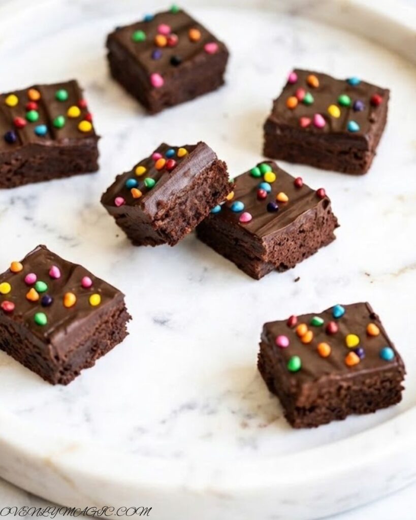  Fudgy chocolate cosmic brownies with glossy chocolate ganache